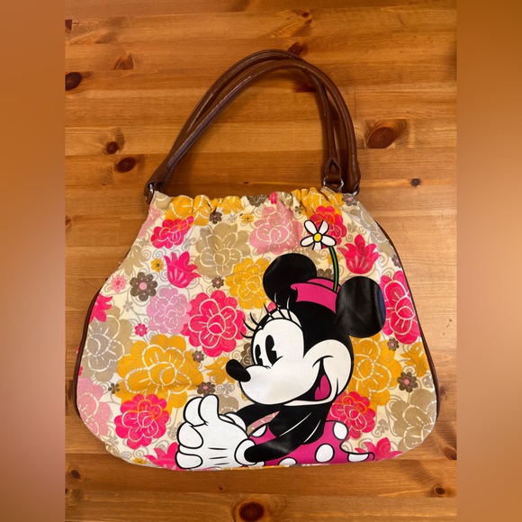 Disney Parks Minnie Mouse Floral Canvas Purse Handbag - Picture 1 of 5
